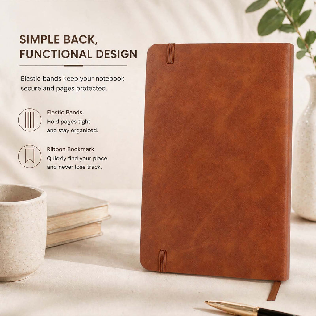 Unity in Every Line PU Leather Lined Journal Notebook with Ribbon Bookmark