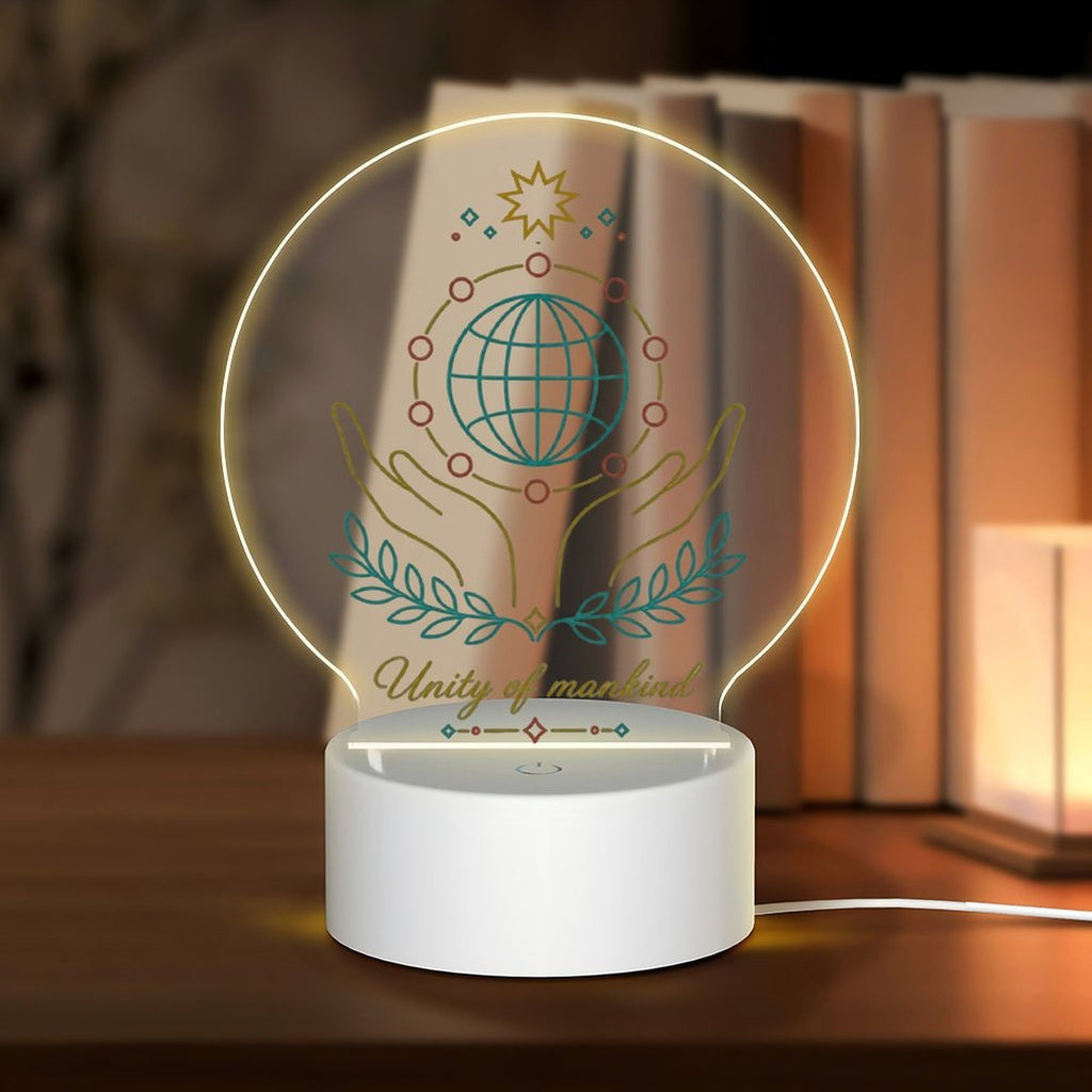 Unity of Mankind Acrylic LED Night Light – USB-Powered Touch Lamp with 3 Light Colors