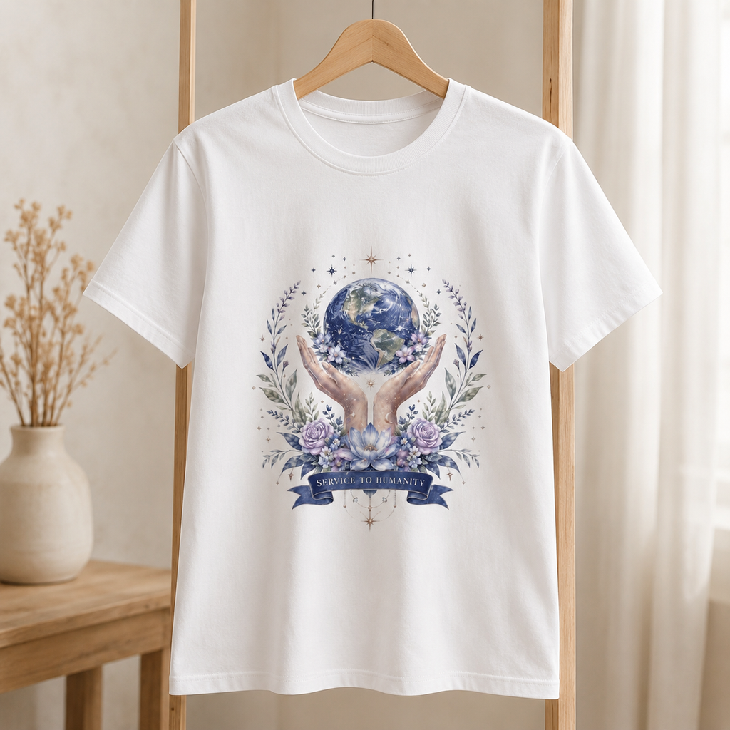 Service to Humanity Earth & Floral Graphic T-Shirt