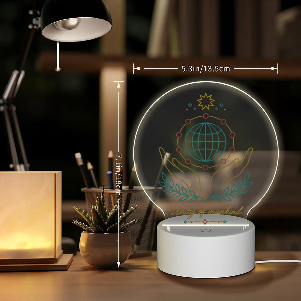 Unity of Mankind Acrylic LED Night Light – USB-Powered Touch Lamp with 3 Light Colors
