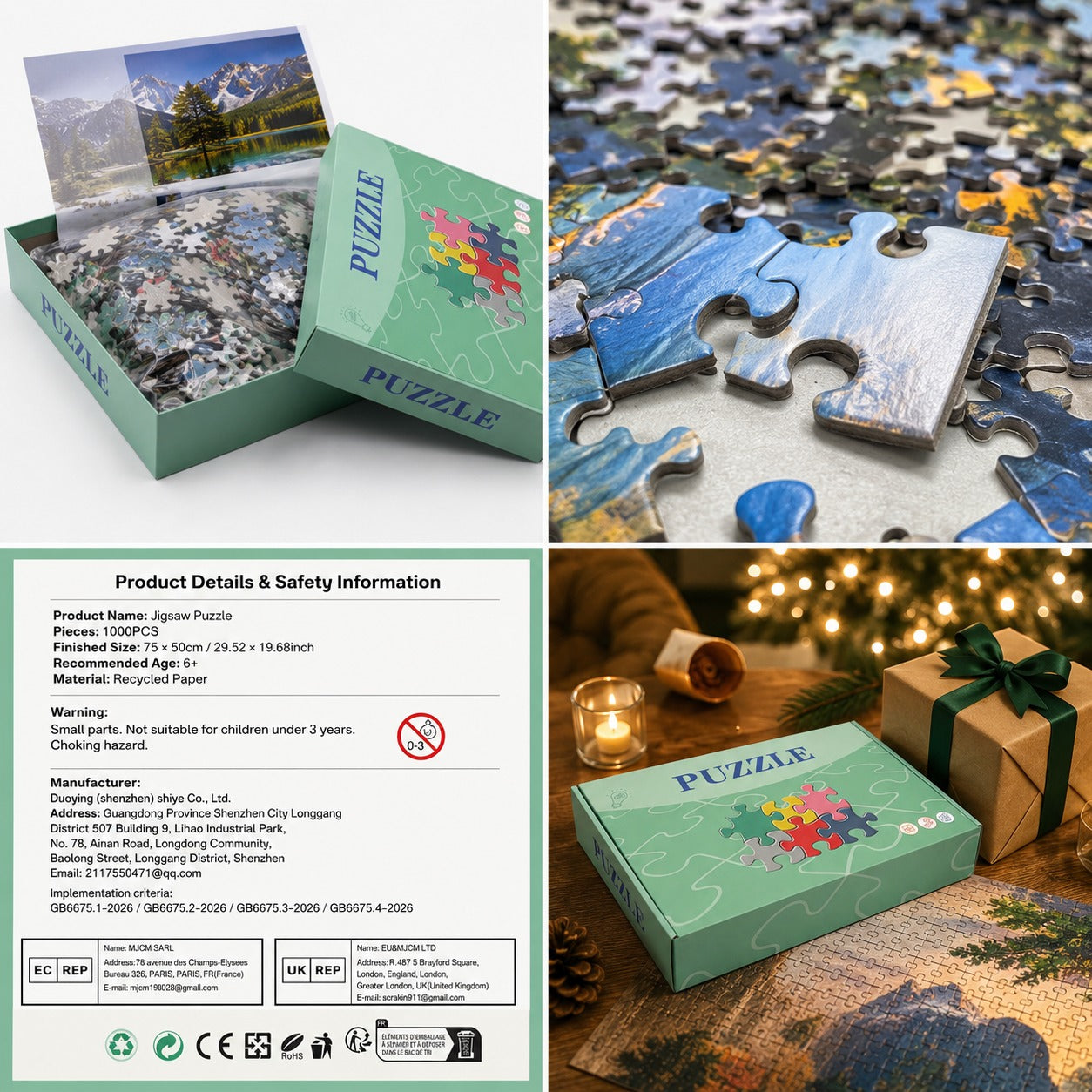 Premium Paper Jigsaw Puzzle – 300/1000 Piece Precision-Cut Puzzle with Gift Box & Reference Image