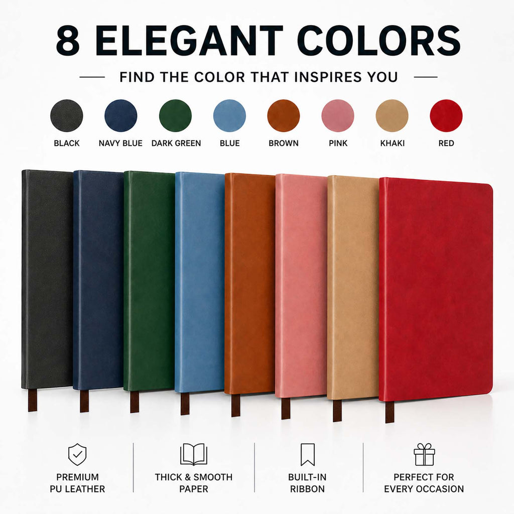 Unity in Every Line PU Leather Lined Journal Notebook with Ribbon Bookmark