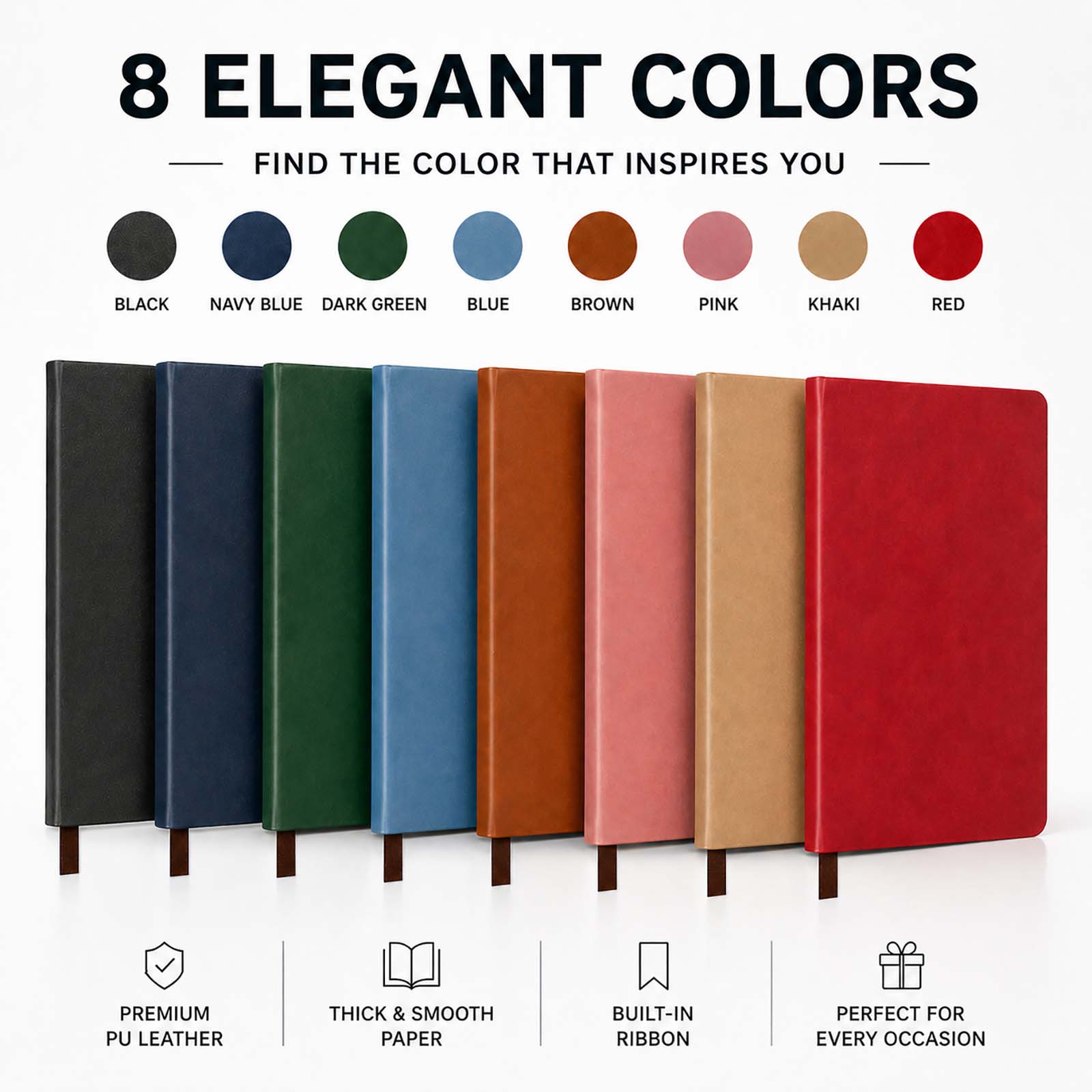 Unity in Every Line PU Leather Lined Journal Notebook with Ribbon Bookmark