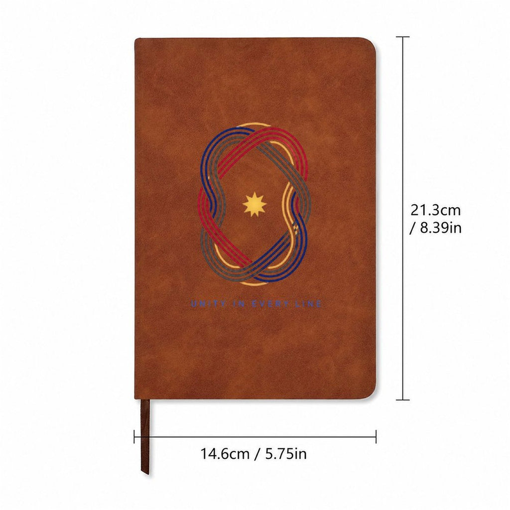 Unity in Every Line PU Leather Lined Journal Notebook with Ribbon Bookmark