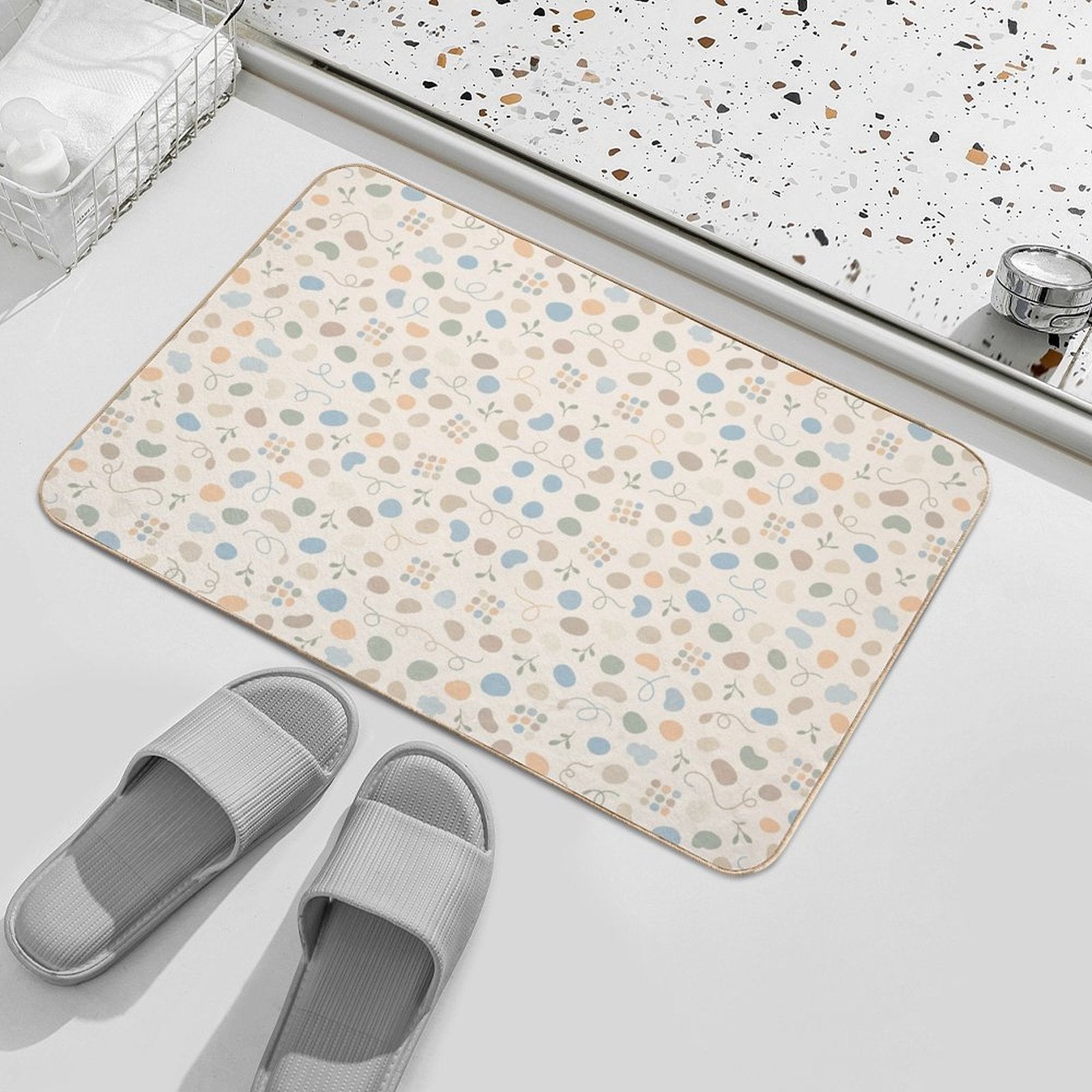 Pastel Abstract Botanical Non-Slip Floor Mat – 40 × 60 cm