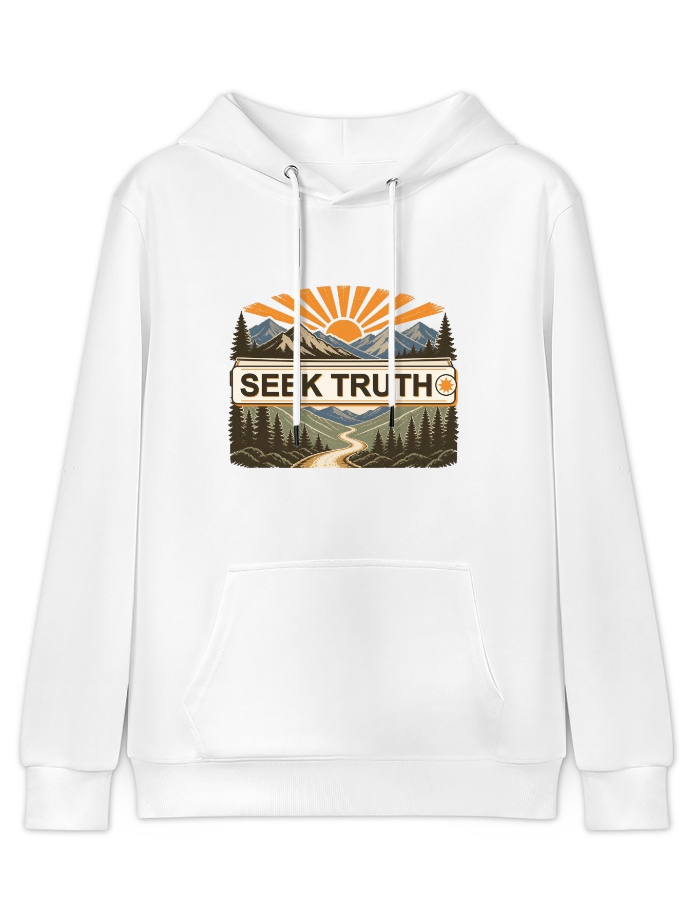 Seek Truth Mountain Sunrise 280GSM Graphic Hoodie – Unisex Pullover Sweatshirt
