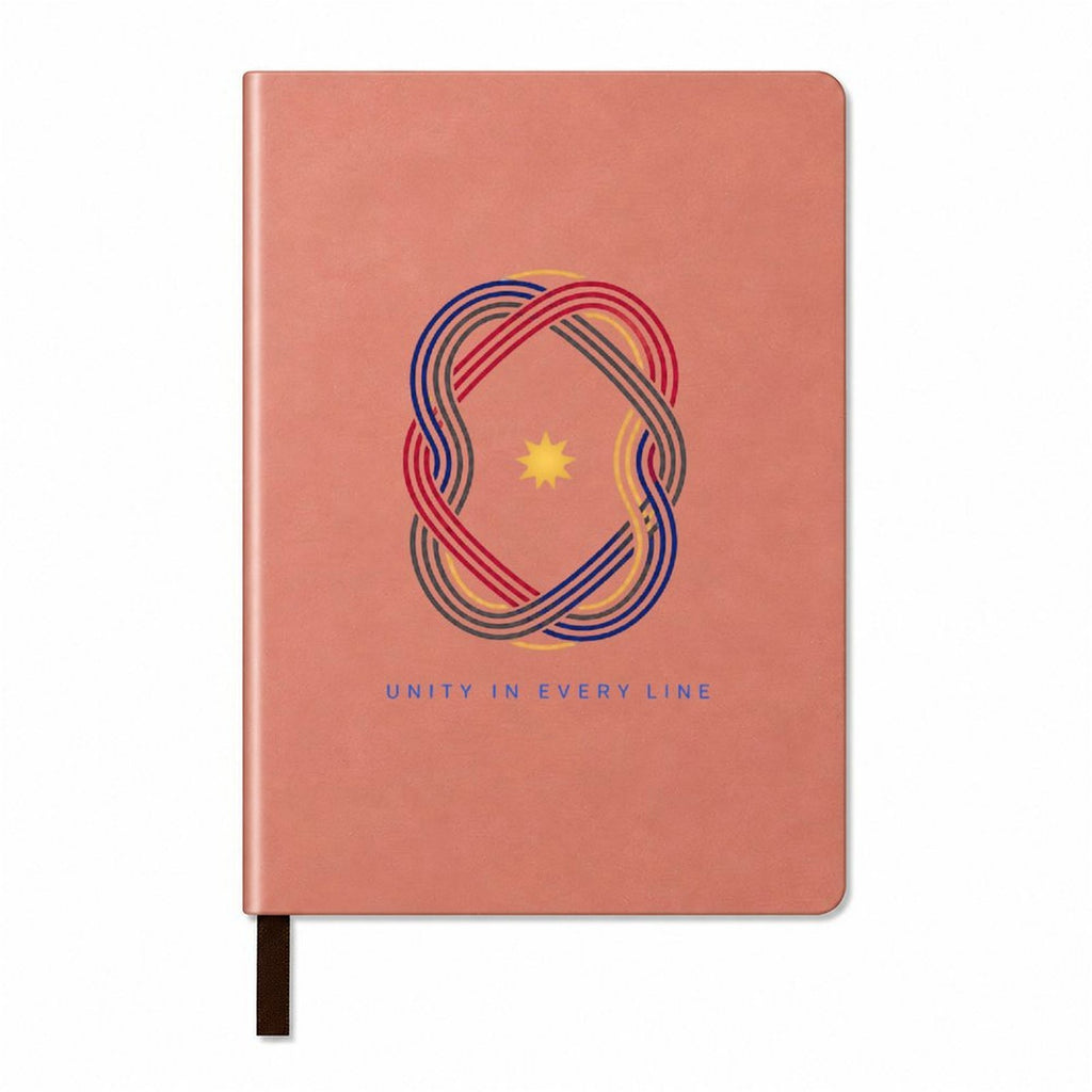 Unity in Every Line PU Leather Lined Journal Notebook with Ribbon Bookmark